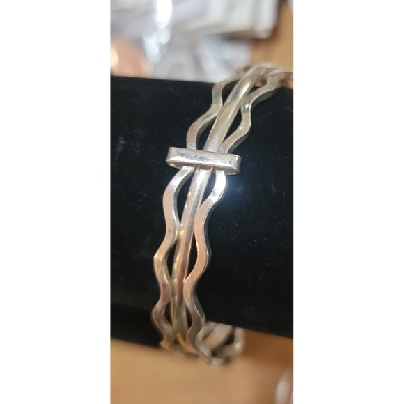 Vintage Taxco Mexico Sterling Silver  3-piece Bangle Bracelet, signed TA-141. - Picture 2 of 16